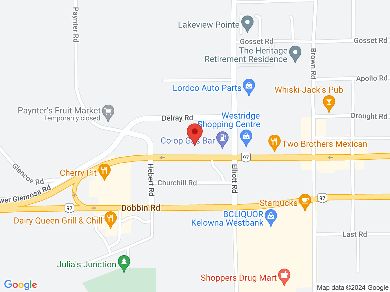 Street map for Prime Cannabis West Kelowna, 14-2528 Main St., West Kelowna BC