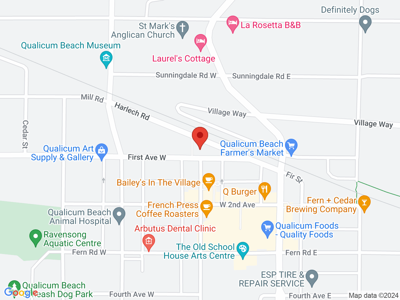 Street map for QualiCanna, 2-124 Harlech Rd., Qualicum Beach BC