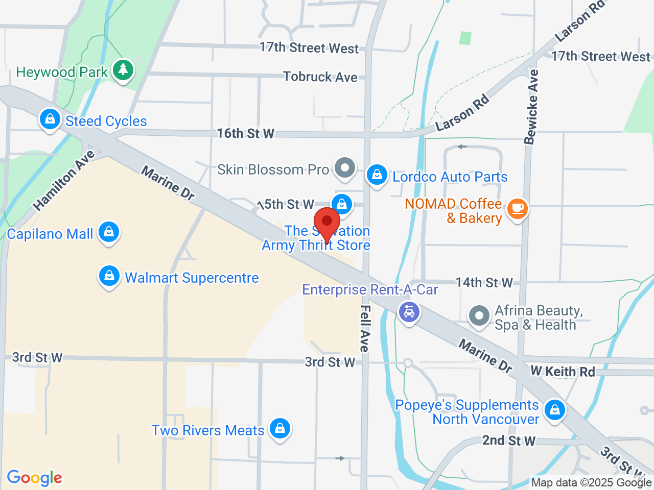 Street map for Quantum 1 Cannabis North Vancouver, 820 Marine Dr., North Vancouver BC