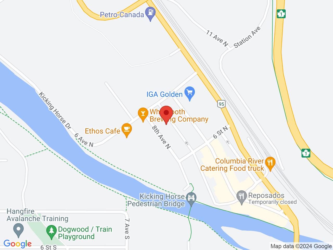 Street map for Quartz Creek Cannabis, 102 616 8th Ave N, Golden BC