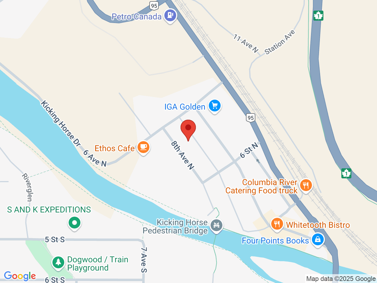 Street map for Quartz Creek Cannabis, 102 616 8th Ave N, Golden BC