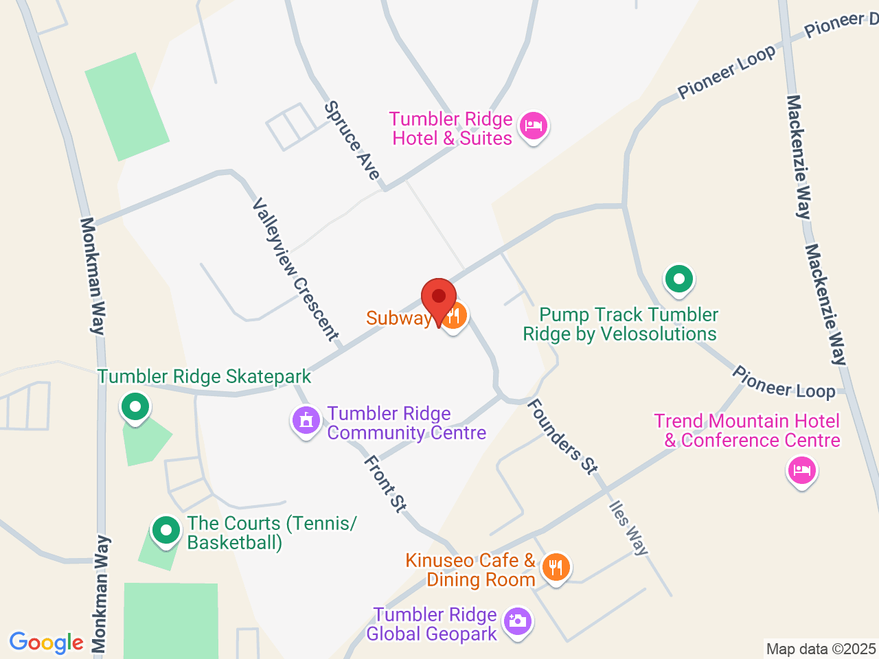 Street map for Ridge Cannabis Products, 101-320 Iles Way, Tumbler Ridge BC