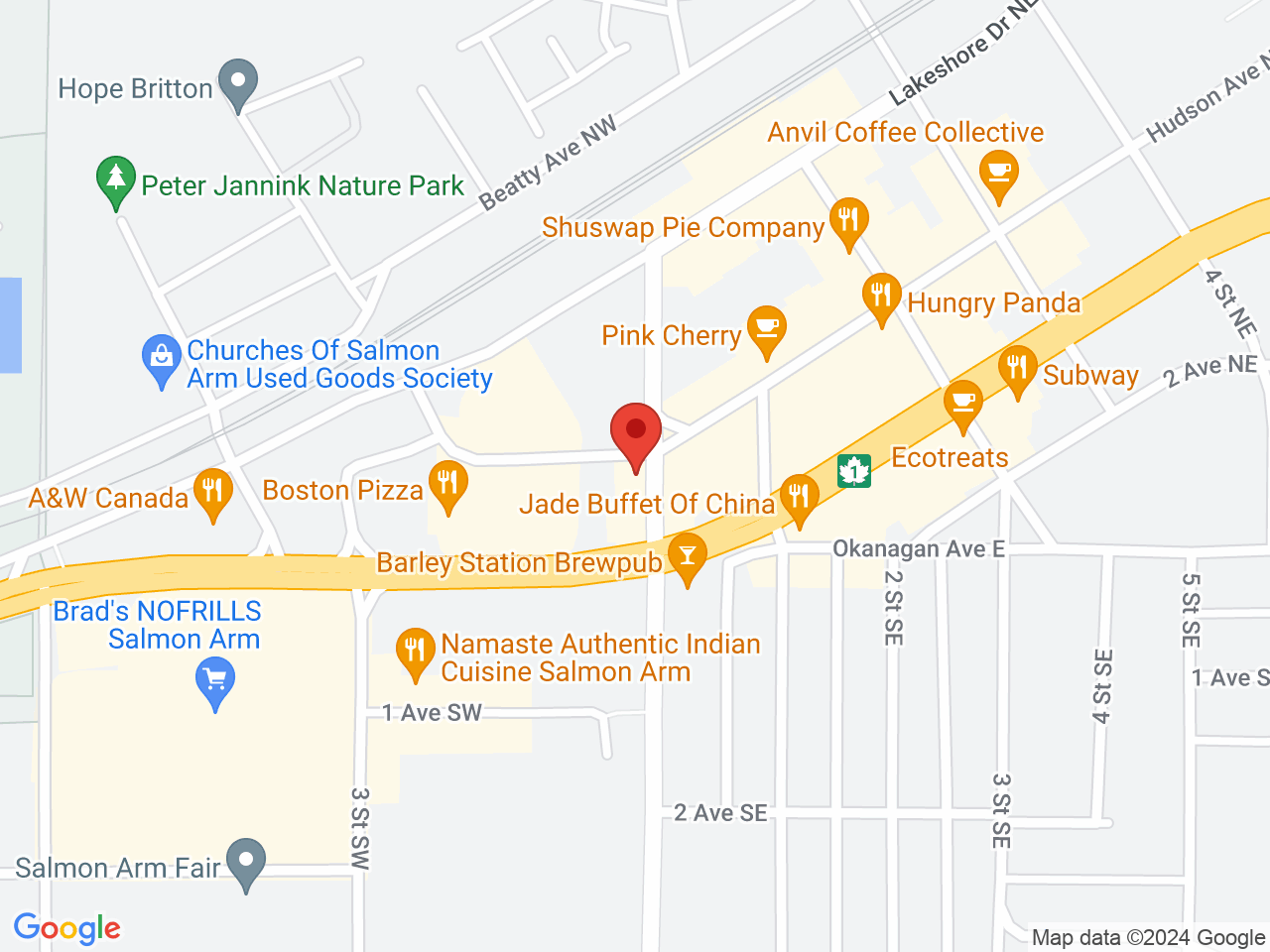 Street map for Salmon Arm Cannabis, 81B Shuswap St N, Salmon Arm BC