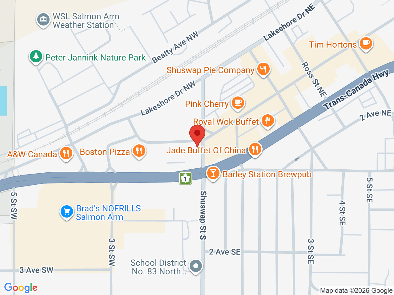 Street map for Salmon Arm Cannabis, 81B Shuswap St N, Salmon Arm BC