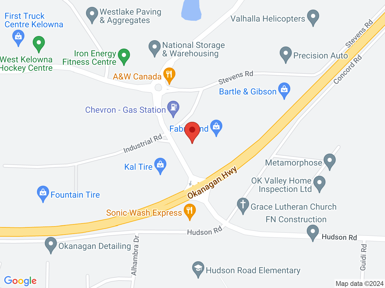 Street map for Spiritleaf West Kelowna, 104-1195 Industrial Rd, West Kelowna BC