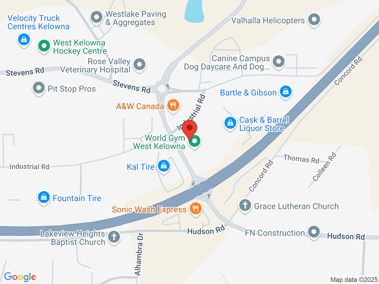 Street map for Spiritleaf West Kelowna, 104-1195 Industrial Rd, West Kelowna BC