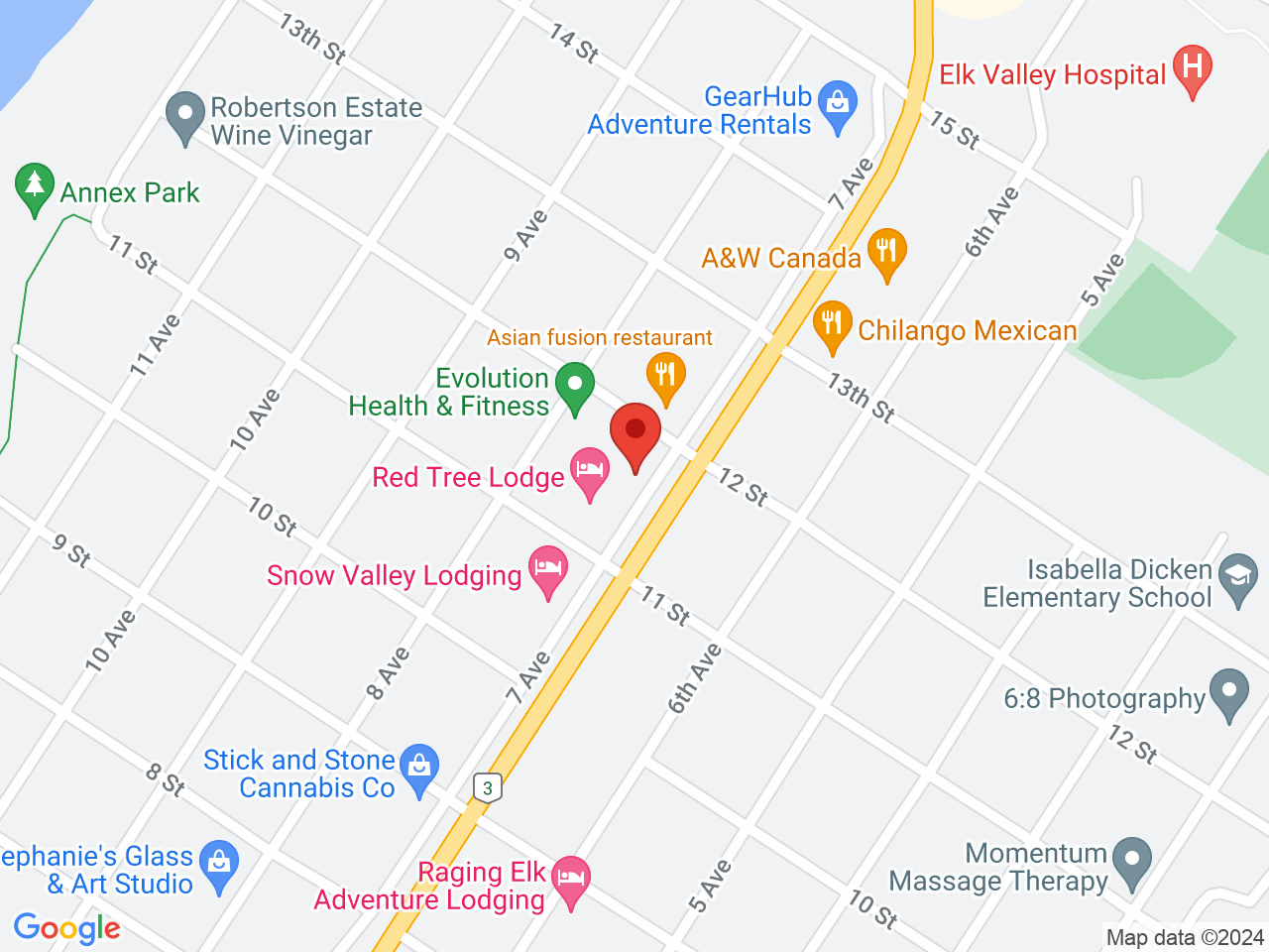 Street map for Summit Cannabis Co, 1161A-7th Ave, Fernie BC