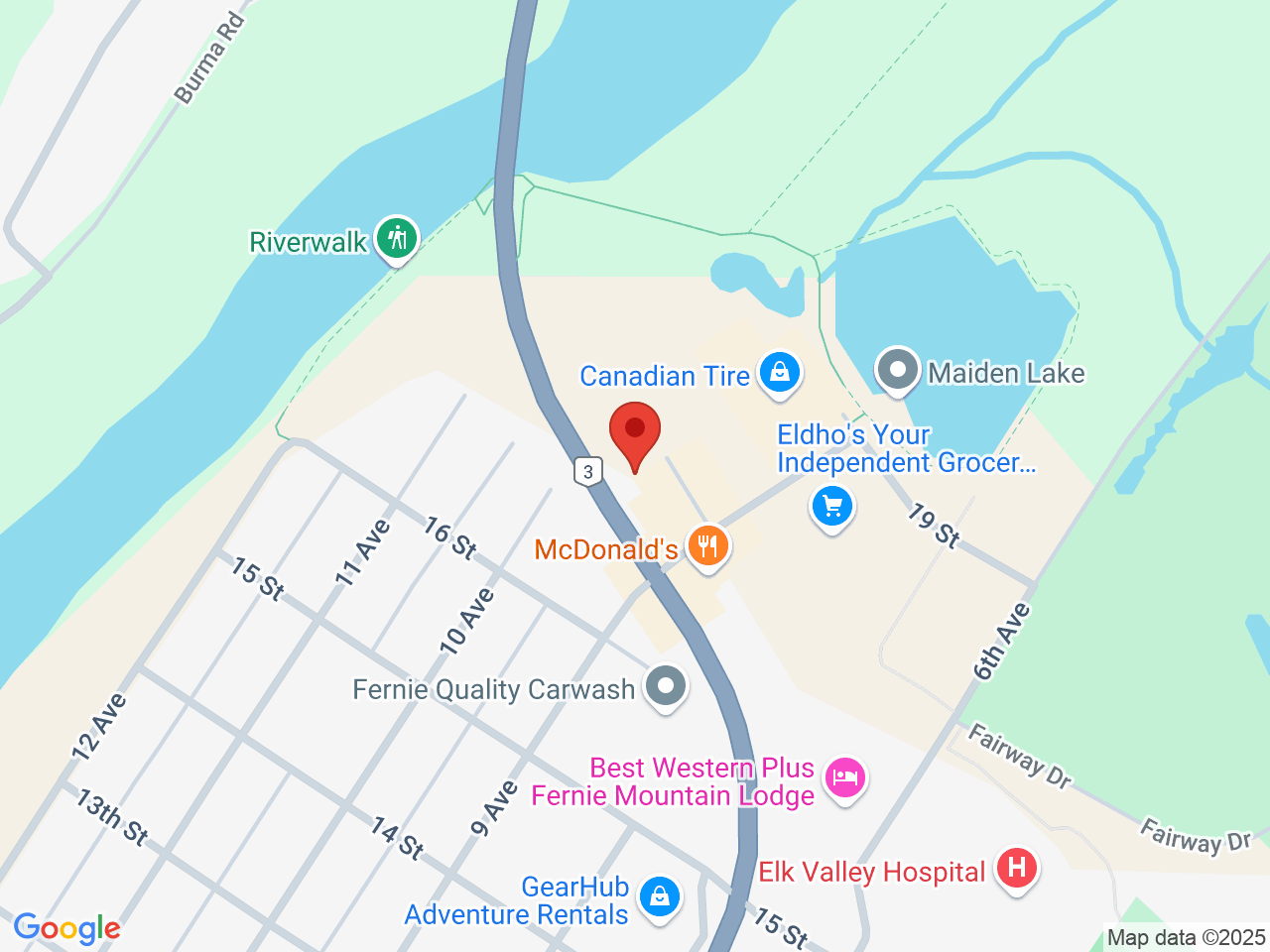 Street map for Summit Cannabis Co, 1721 9 Ave, Fernie BC