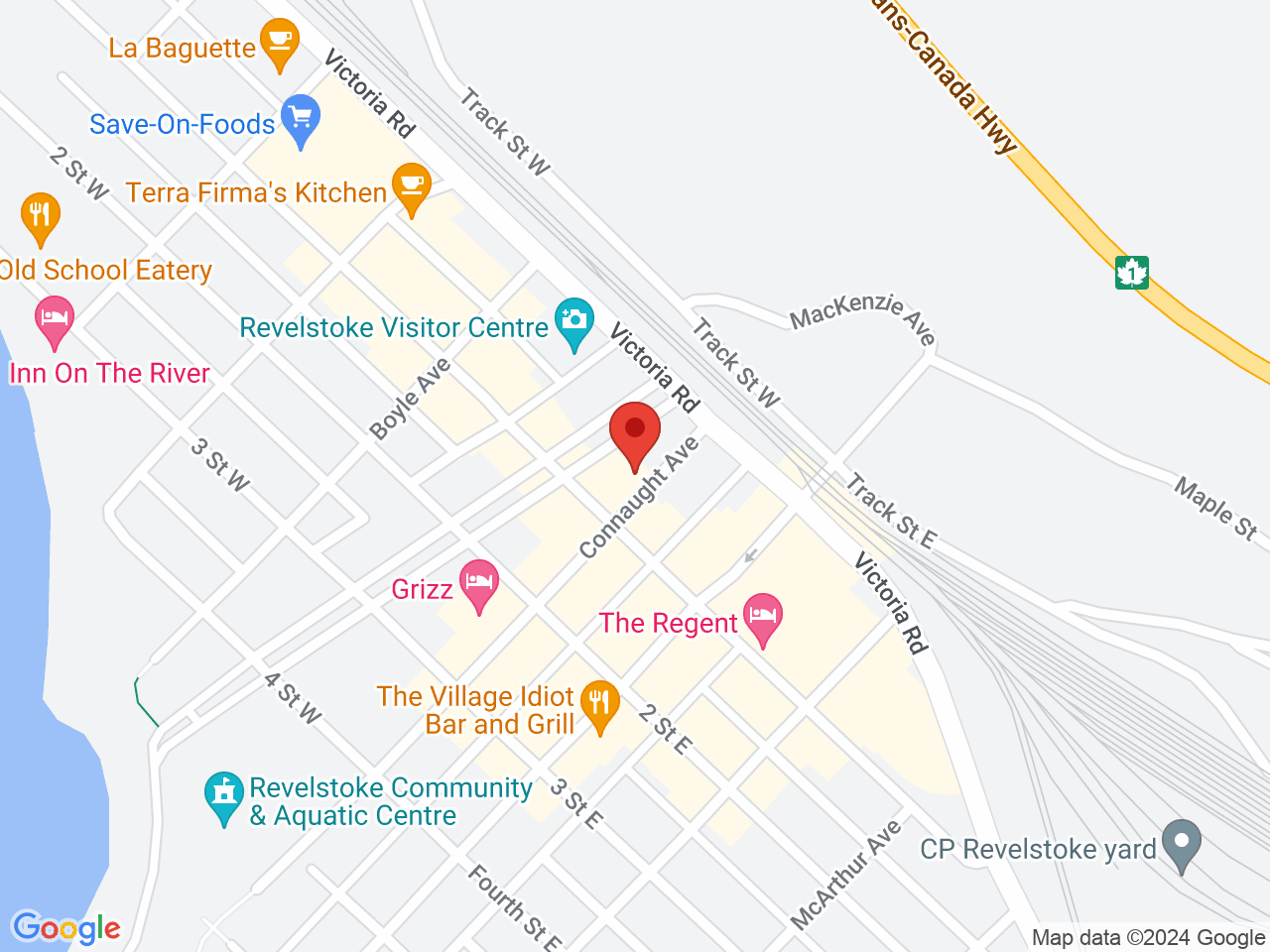 Street map for Summit Cannabis Co, 109 Connaught Ave, Revelstoke BC