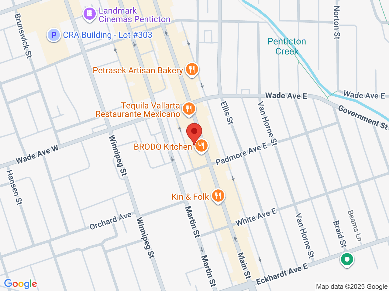 Street map for Greenery Cannabis Boutique, 465 Main St., Penticton BC