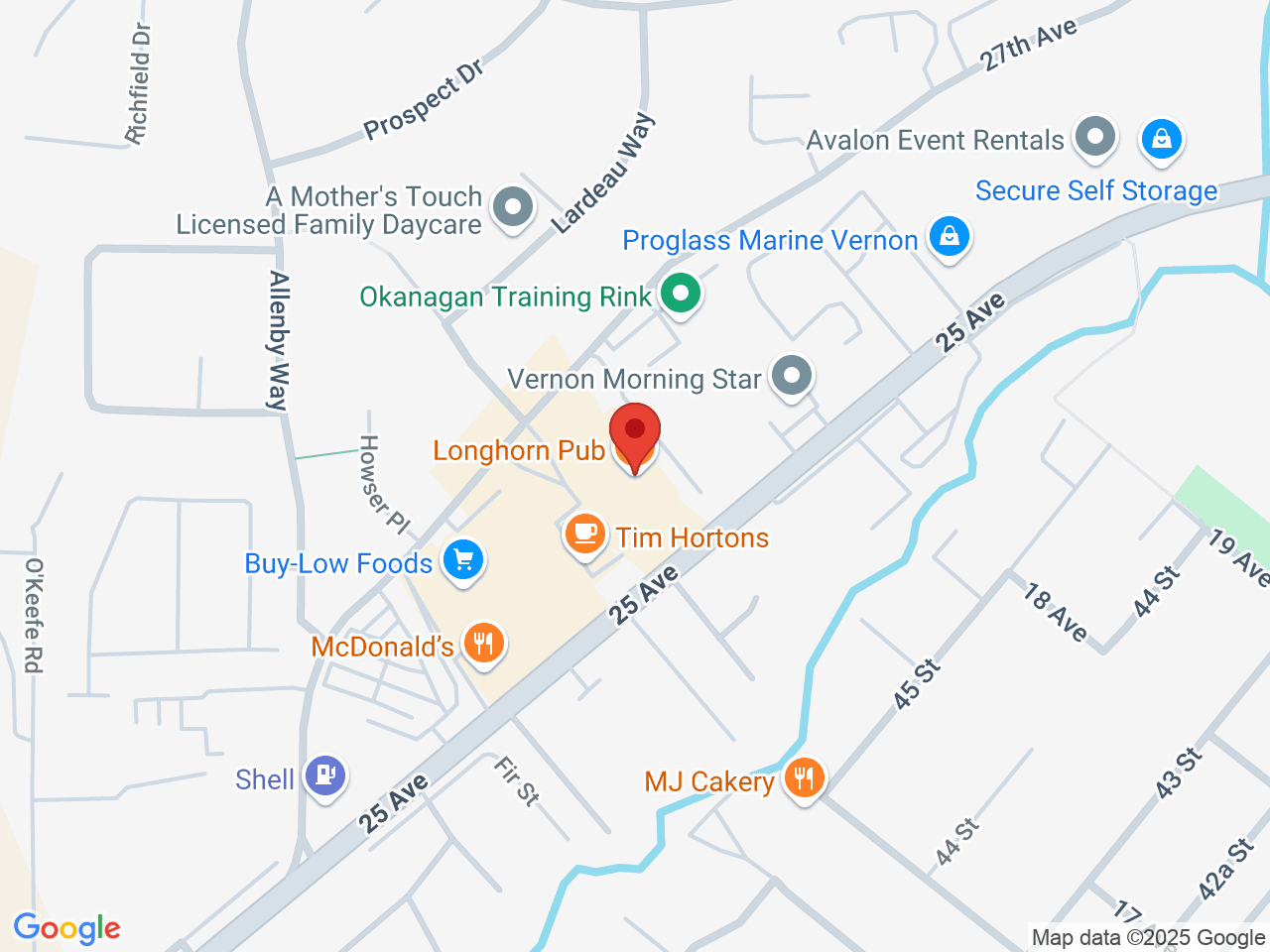 Street map for The Greenhorn, 2-4513 25 Ave, Vernon BC