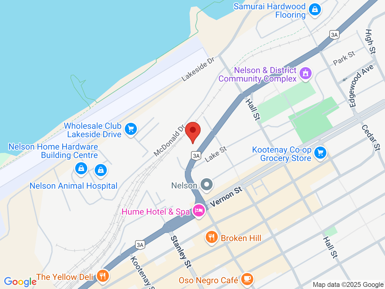 Street map for 4:19 Cannabis, 513 Front St, Nelson BC