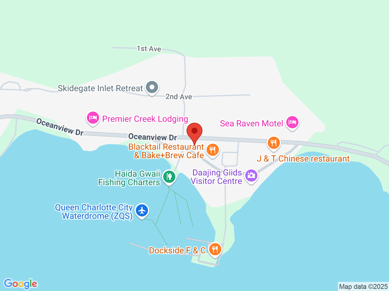 Street map for Frontier Cannabis, 3200 Oceanview Dr, Queen Charlotte BC