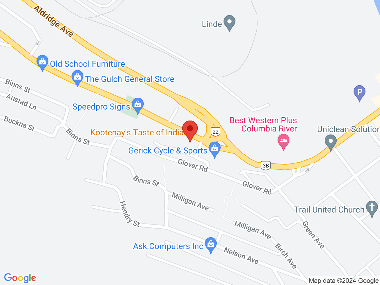 Street map for Trail Bud-A-Bong Shop, 876 Rossland Ave, Trail BC