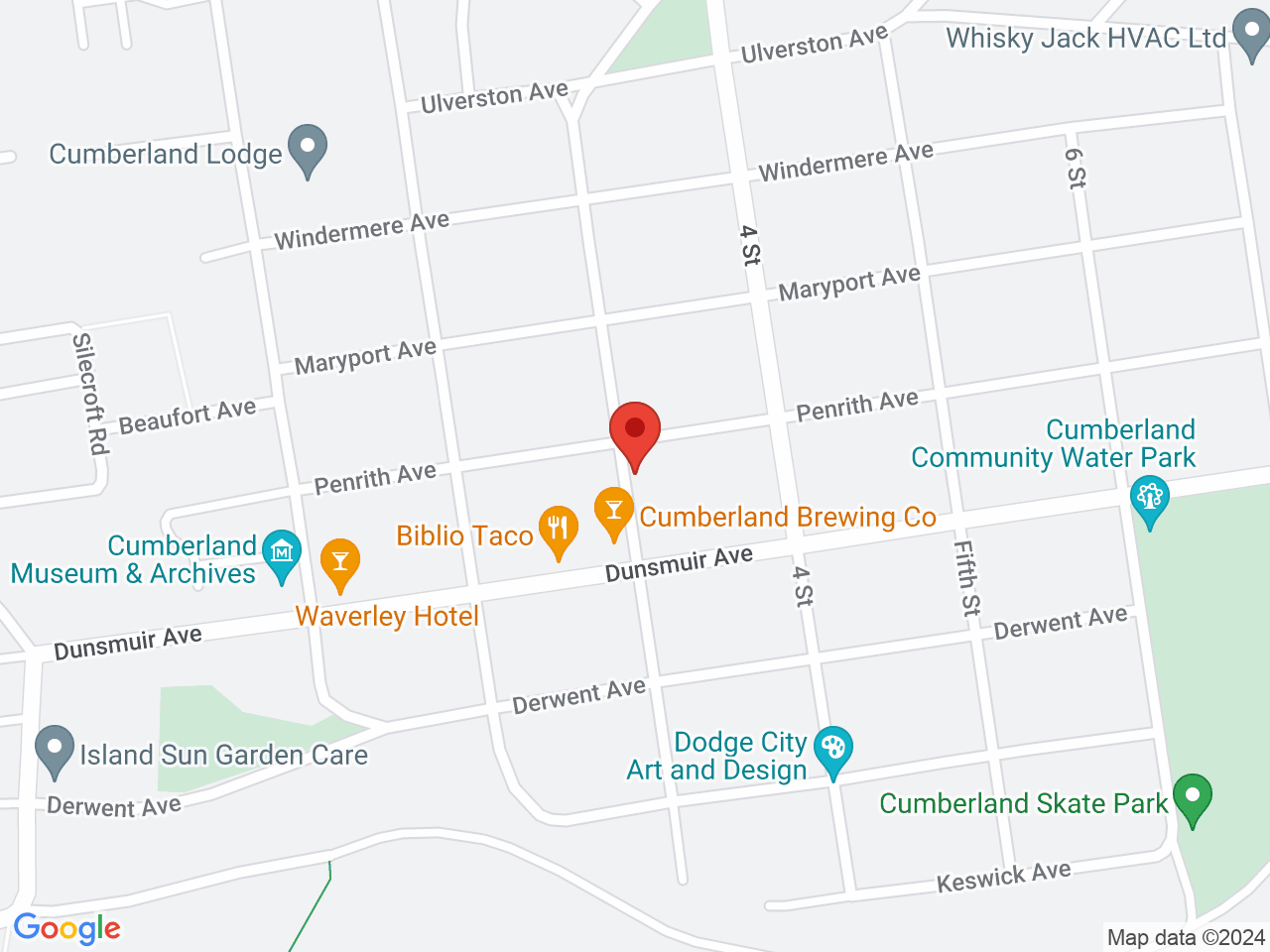 Street map for Trugreen Solutions Inc. Cumberland, 3276 Third Street, Cumberland BC