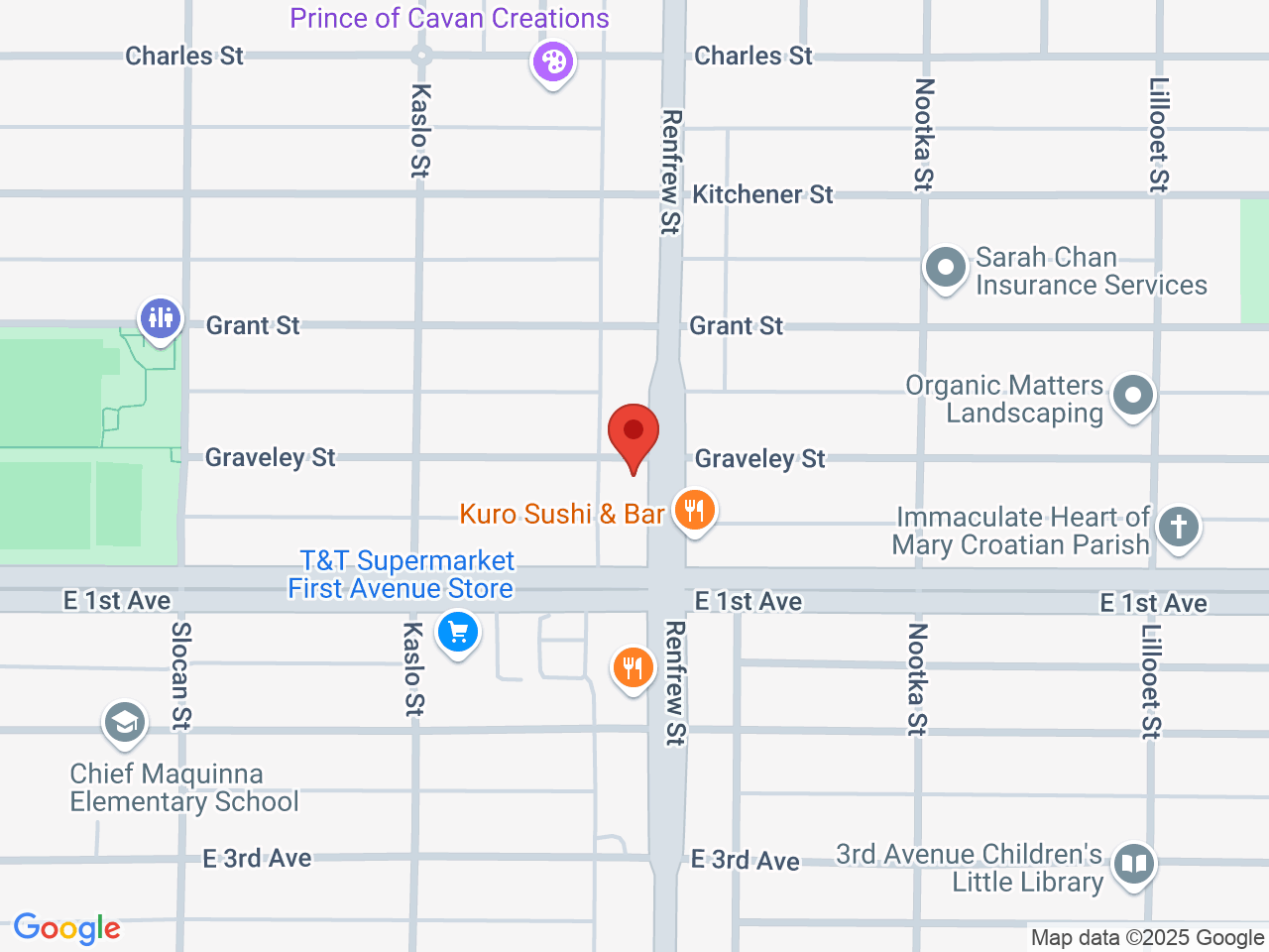 Street map for UEM Cannabis, 1605 Renfrew St, Vancouver BC