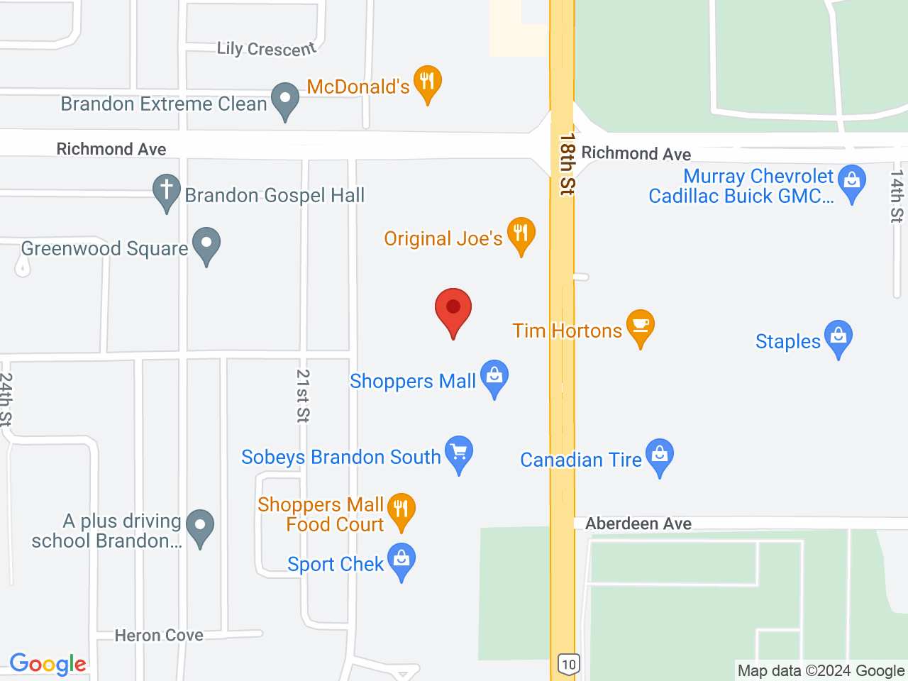 Street map for Delta 9 Cannabis Store, 1570 18th St Unit 48, Brandon MB