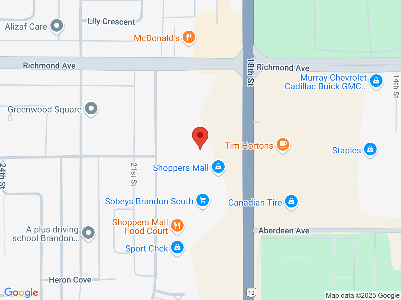 Street map for Delta 9 Cannabis Store, 1570 18th St Unit 48, Brandon MB