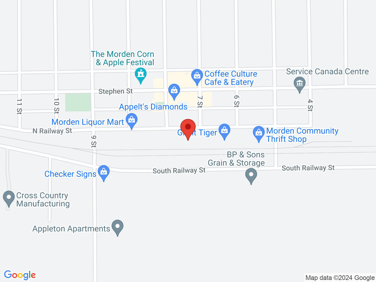 Street map for Canna Cabana Morden, 300A North Railway St., Morden MB