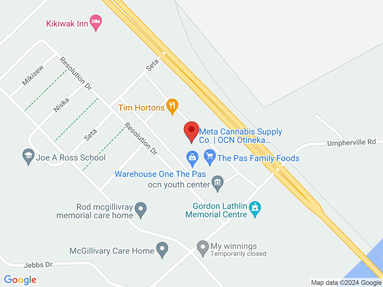 Street map for Canna Cabana OCN, Otineka Mall, Opaskwayak Cree Nation MB