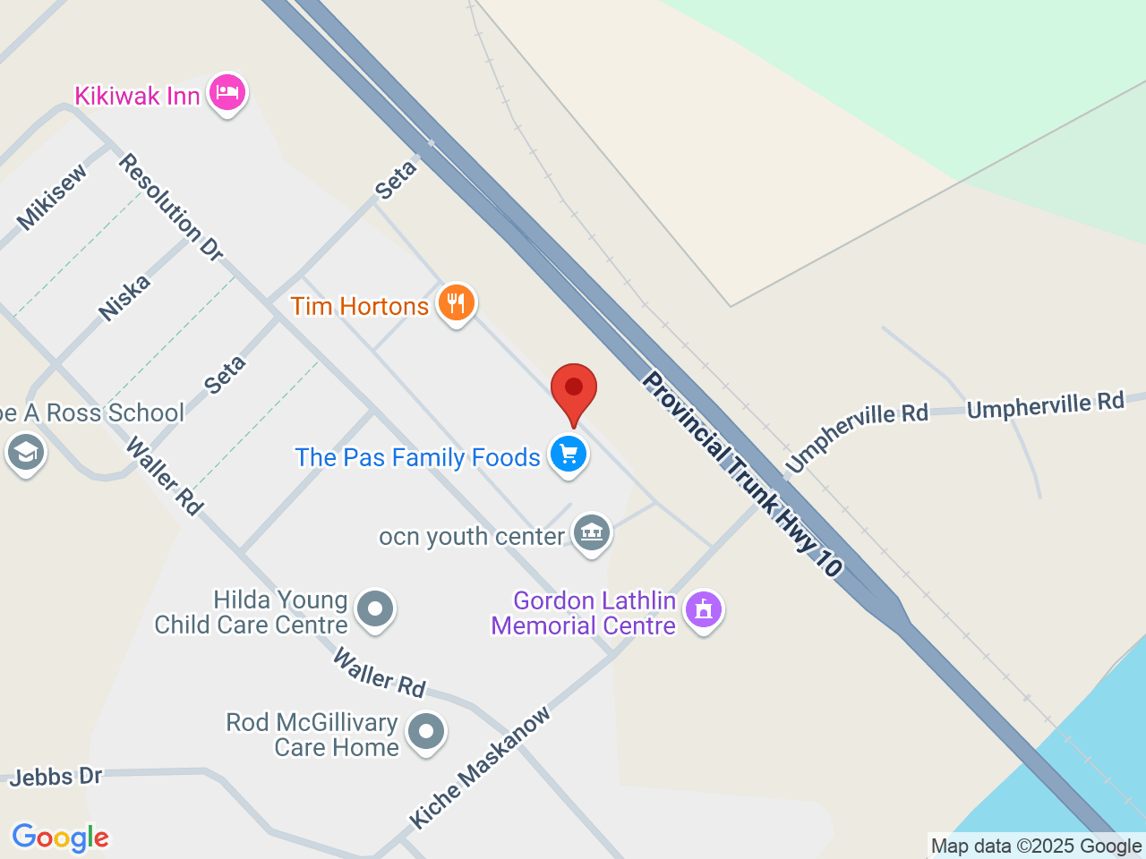 Street map for Meta Cannabis Supply Co OCN, Otineka Mall, Opaskwayak Cree Nation MB