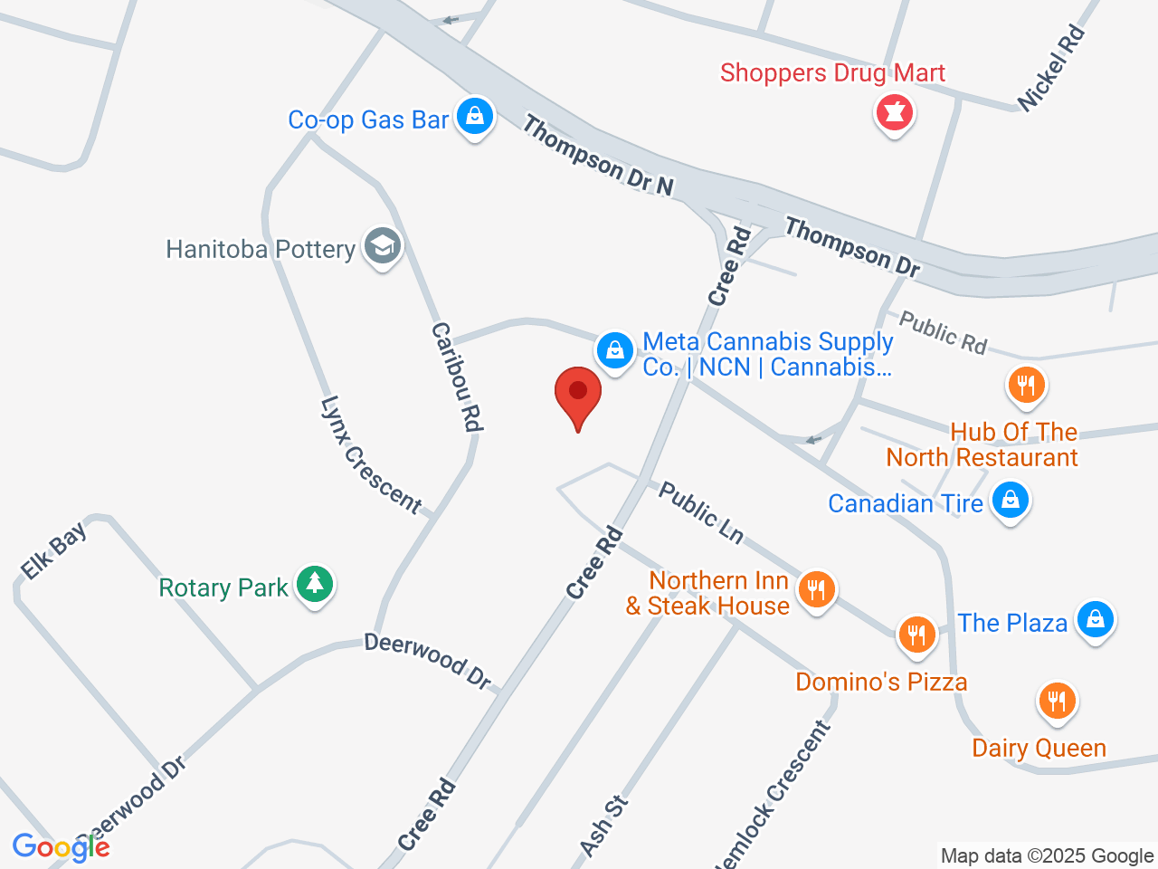 Street map for Canna Cabana Thompson, 58 Cree Rd., Thompson MB
