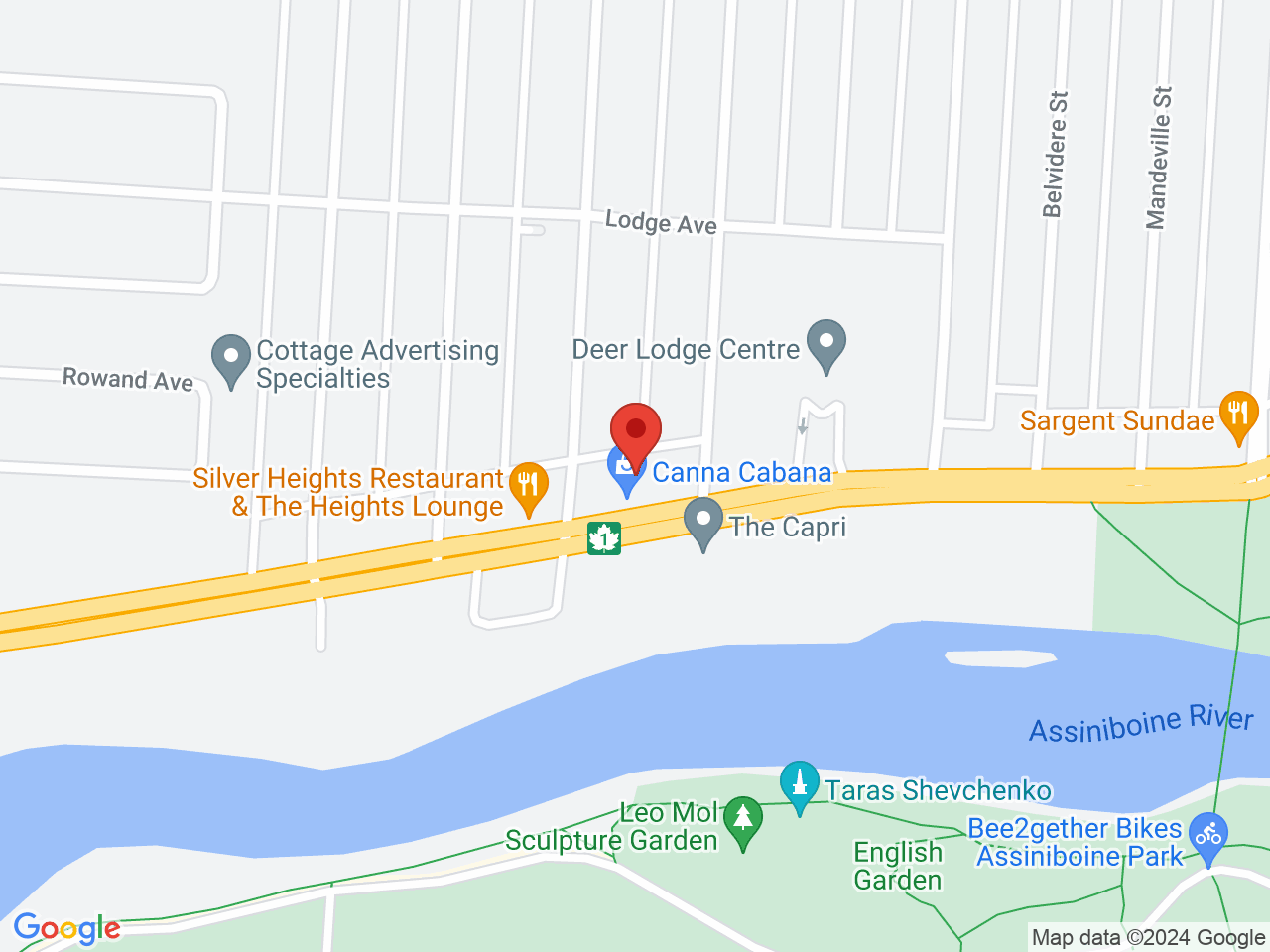 Street map for Canna Cabana Portage Ave, 2145 Portage Ave., Winnipeg MB