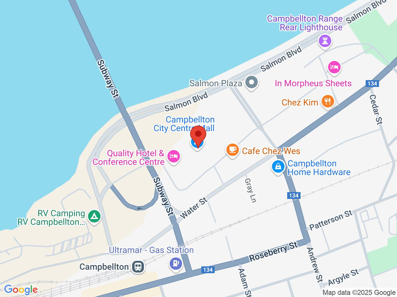 Street map for Cannabis NB Campbellton, 157 Water St. Unit 14, Campbellton NB