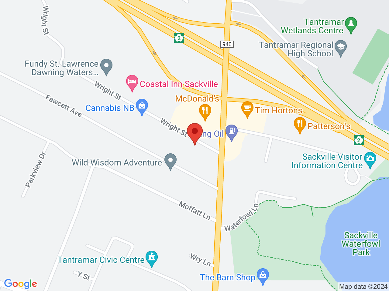 Street map for Cannabis NB Sackville, 16 Wright St., Sackville NB