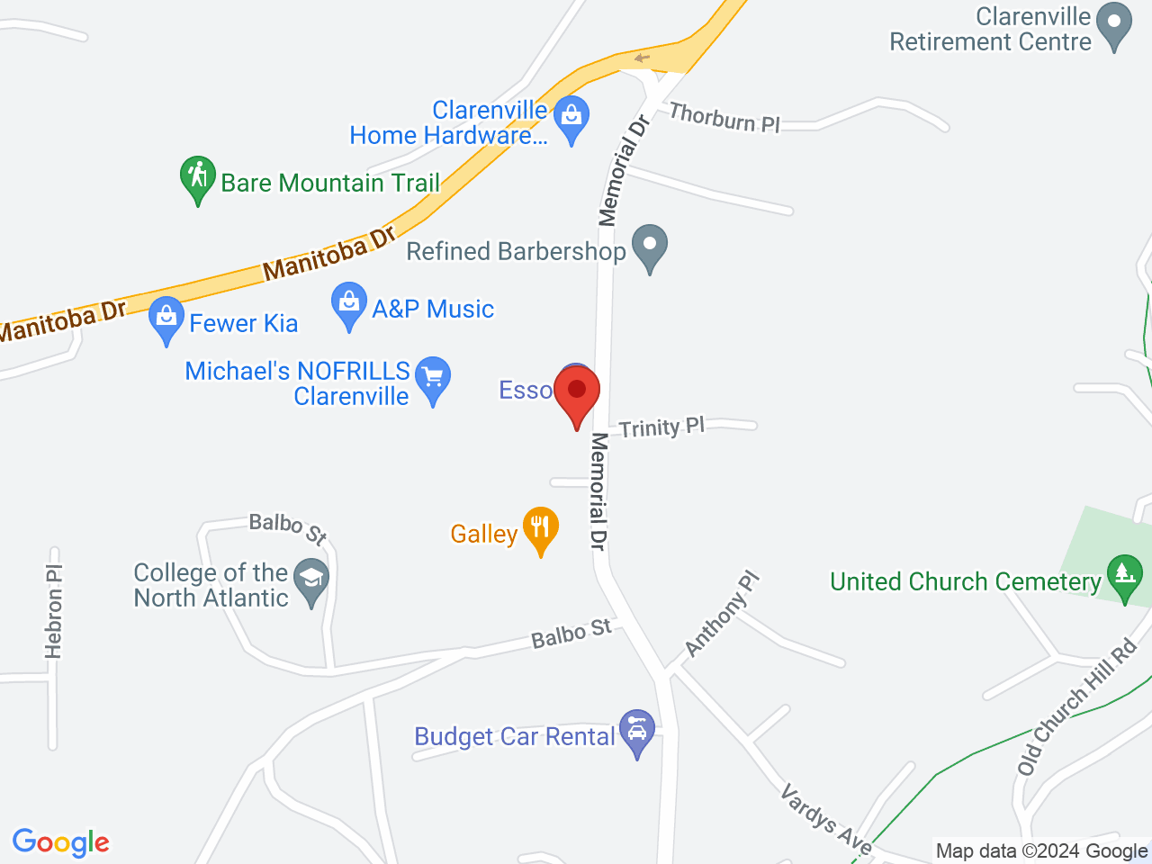 Street map for Green Stop Clarenville, 258 Memorial Dr., Clarenville NL