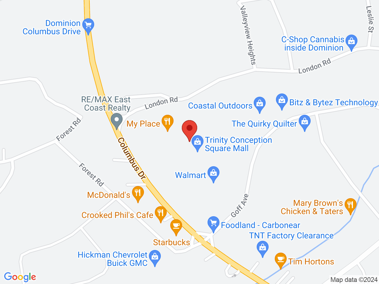 Street map for C-Shop Carbonear, 120 Columbus Dr., Carbonear NL
