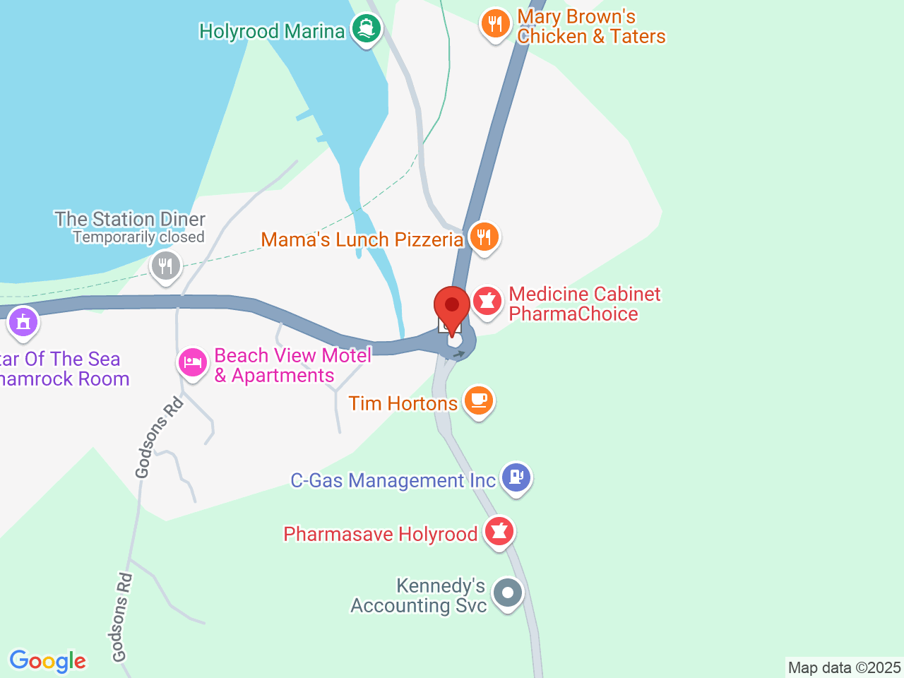 Street map for The Reef Cannabis Shop, 386 CBS Highway, Holyrood NL