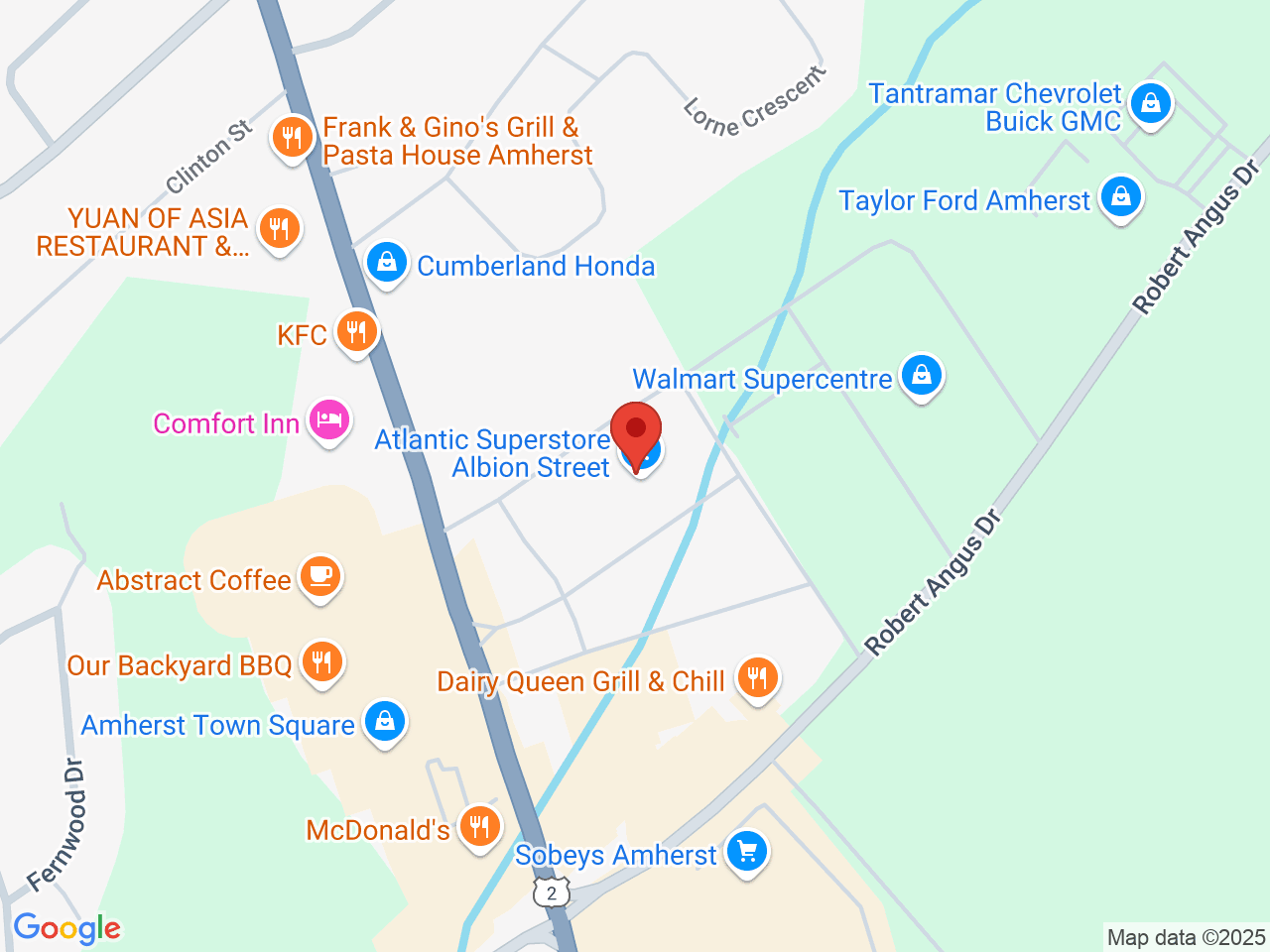 Street map for NSLC Cannabis Amherst, 126 South Albion St., Amherst NS