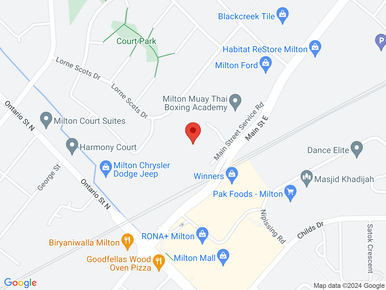 Street map for CannaCo Cannabis Company, 547 Main Street E, Milton ON
