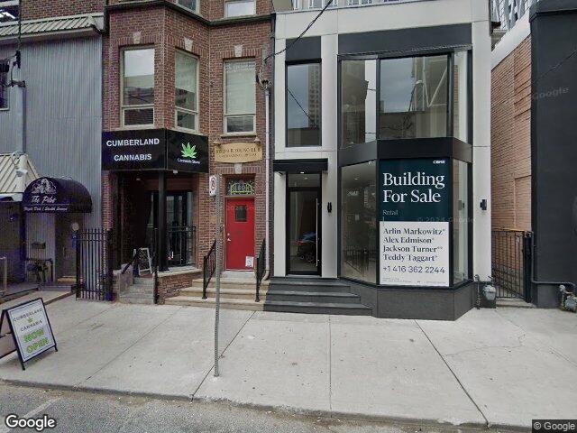 Street view for Cumberland Cannabis, 20 Cumberland St., Toronto ON