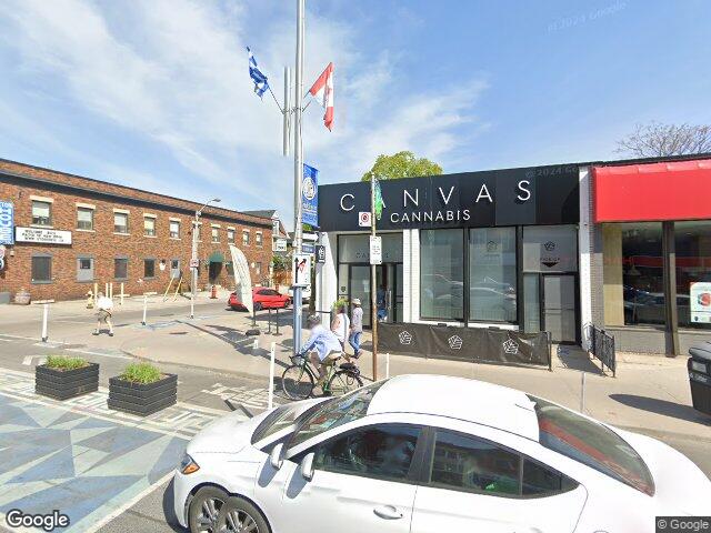 Street view for Canvas Cannabis, 730 Danforth Ave. Suite 1, Toronto ON