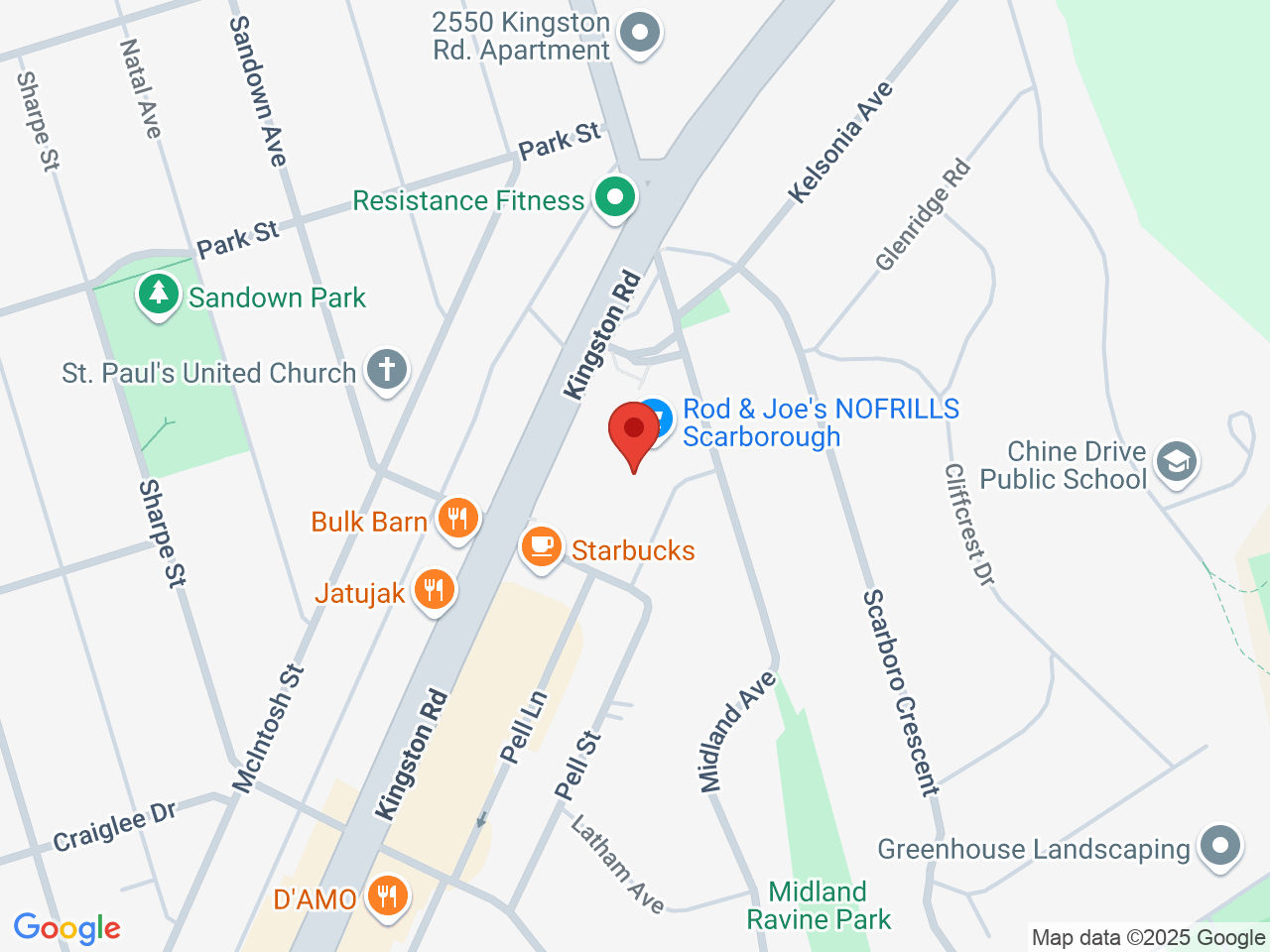 Street map for Friendly Stranger, 2465 Kingston Rd unit 110, Scarborough ON