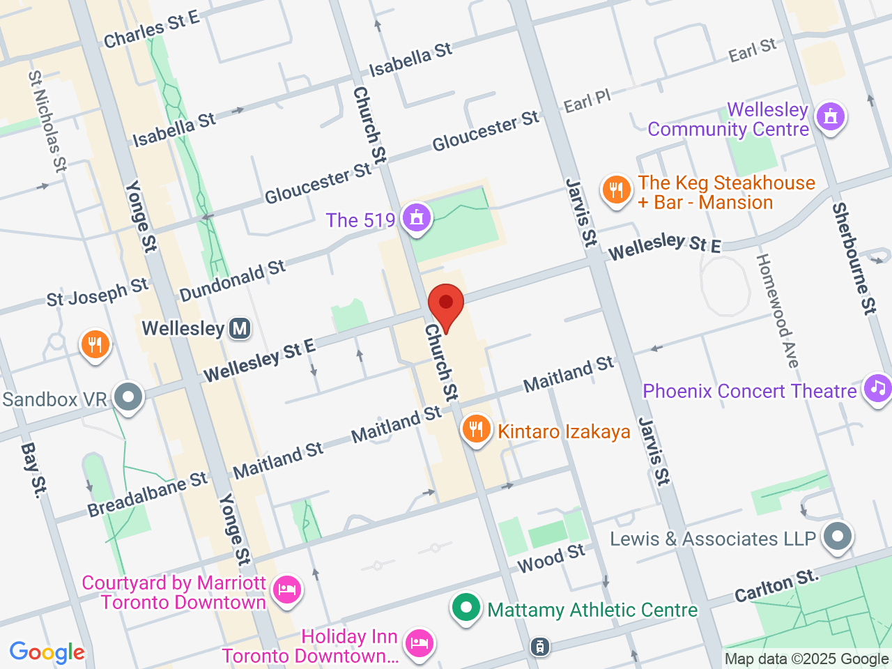 Street map for Friendly Stranger Church St., 501 Church St. Unit 4B, Toronto ON