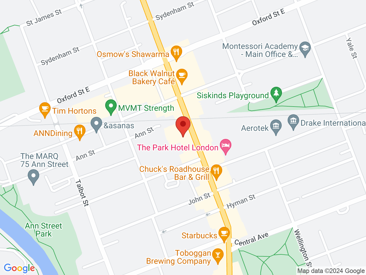 Street map for J. Supply Co. London, 691 Richmond St. Suite 5, London ON
