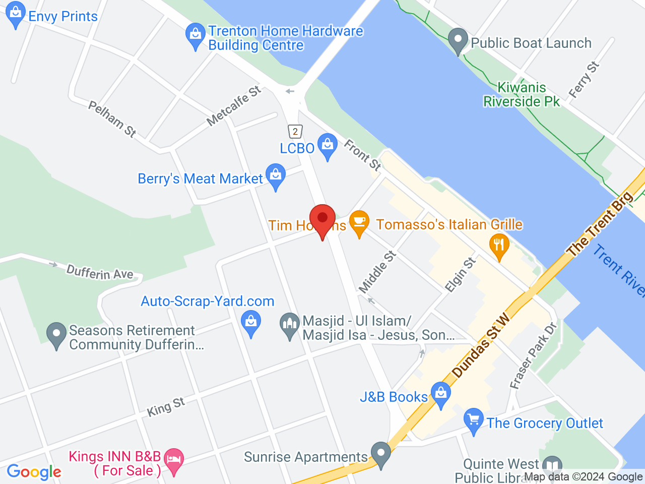 Street map for True North Cannabis Co., 82 Division St., Trenton ON