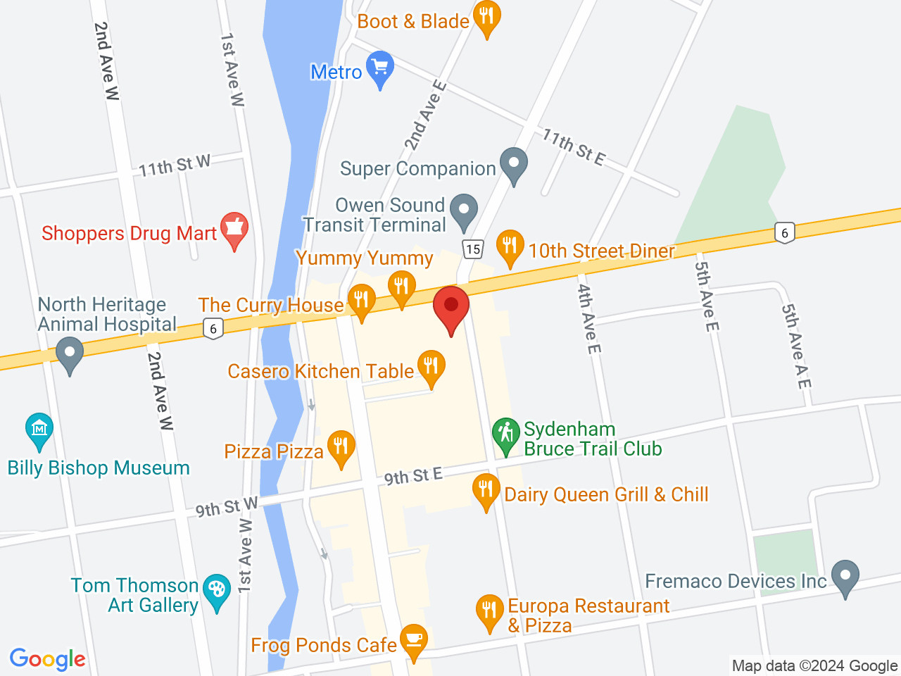 Street map for True North Cannabis Co., 978 3rd Ave., E, Owen Sound ON