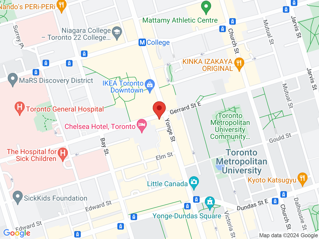 Street map for Fire & Flower Cannabis Co., 378 Yonge St., Toronto ON