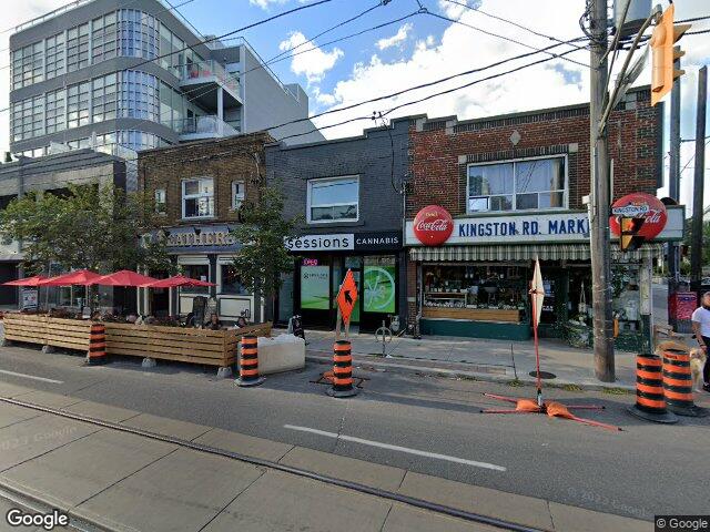 Street view for Sessions Cannabis The Beaches, 964 Kingston Rd., Toronto ON