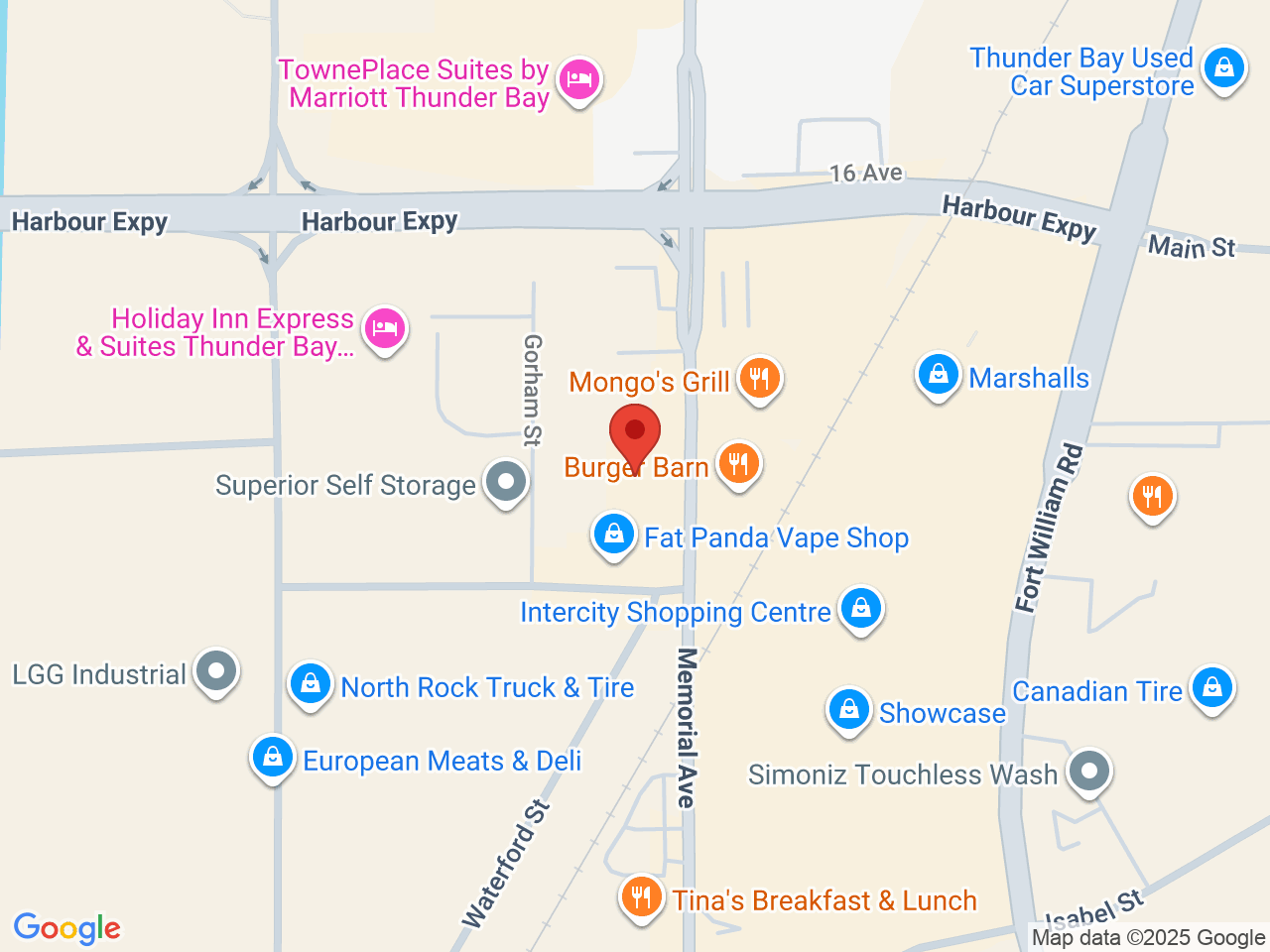 Street map for Tokyo Smoke Thunder Bay, 1082 Memorial Ave., Thunder Bay ON