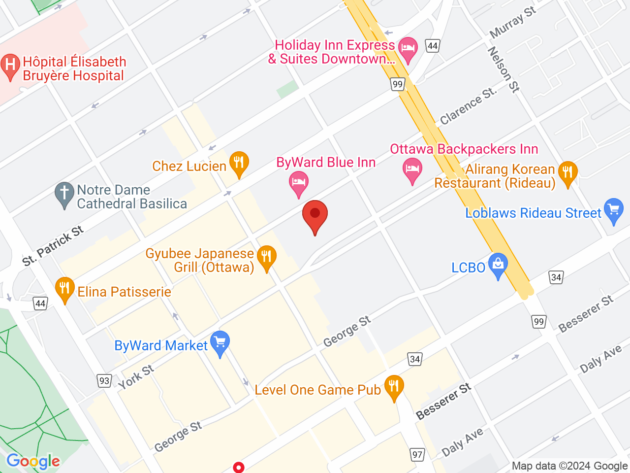 Street map for Fire & Flower Cannabis Co. York St, 129 York St., Ottawa ON