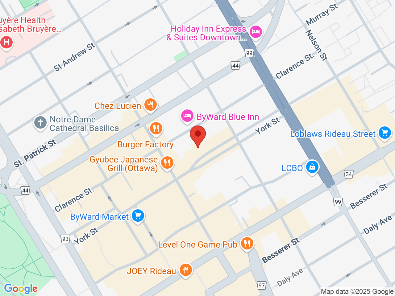 Street map for Fire & Flower Cannabis Co. York St, 129 York St., Ottawa ON