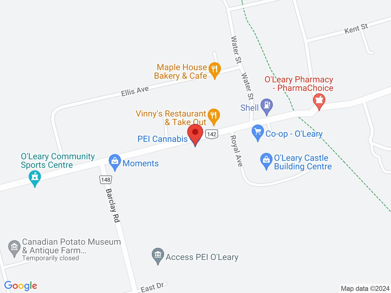 Street map for PEI Cannabis, 478 Main St., O'Leary PE