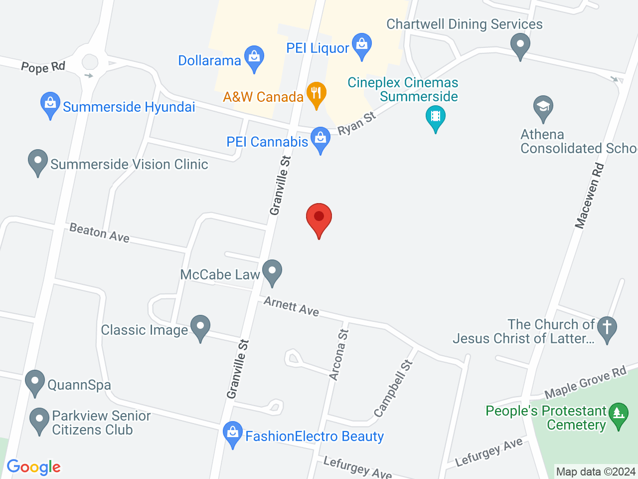 Street map for PEI Cannabis, 447 Granville St., Summerside PE
