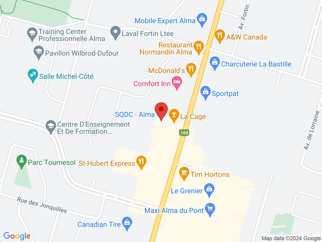Street map for SQDC Alma, 940 Ave. Du Pont Sud, Alma QC