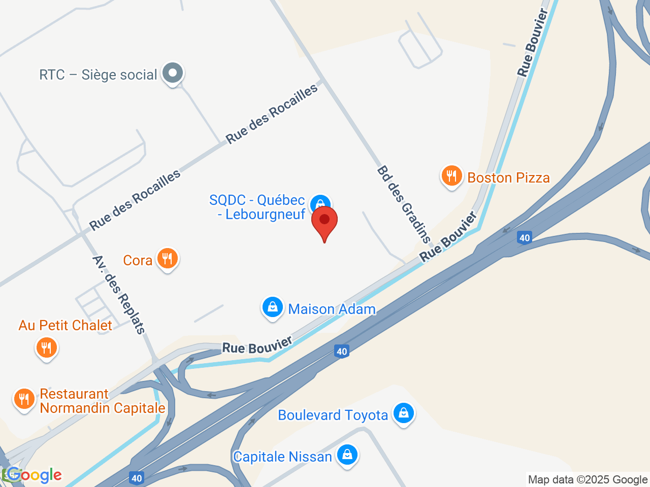 Street map for SQDC Quebec - Lebourgneuf, 670 rue Bouvier, Quebec QC